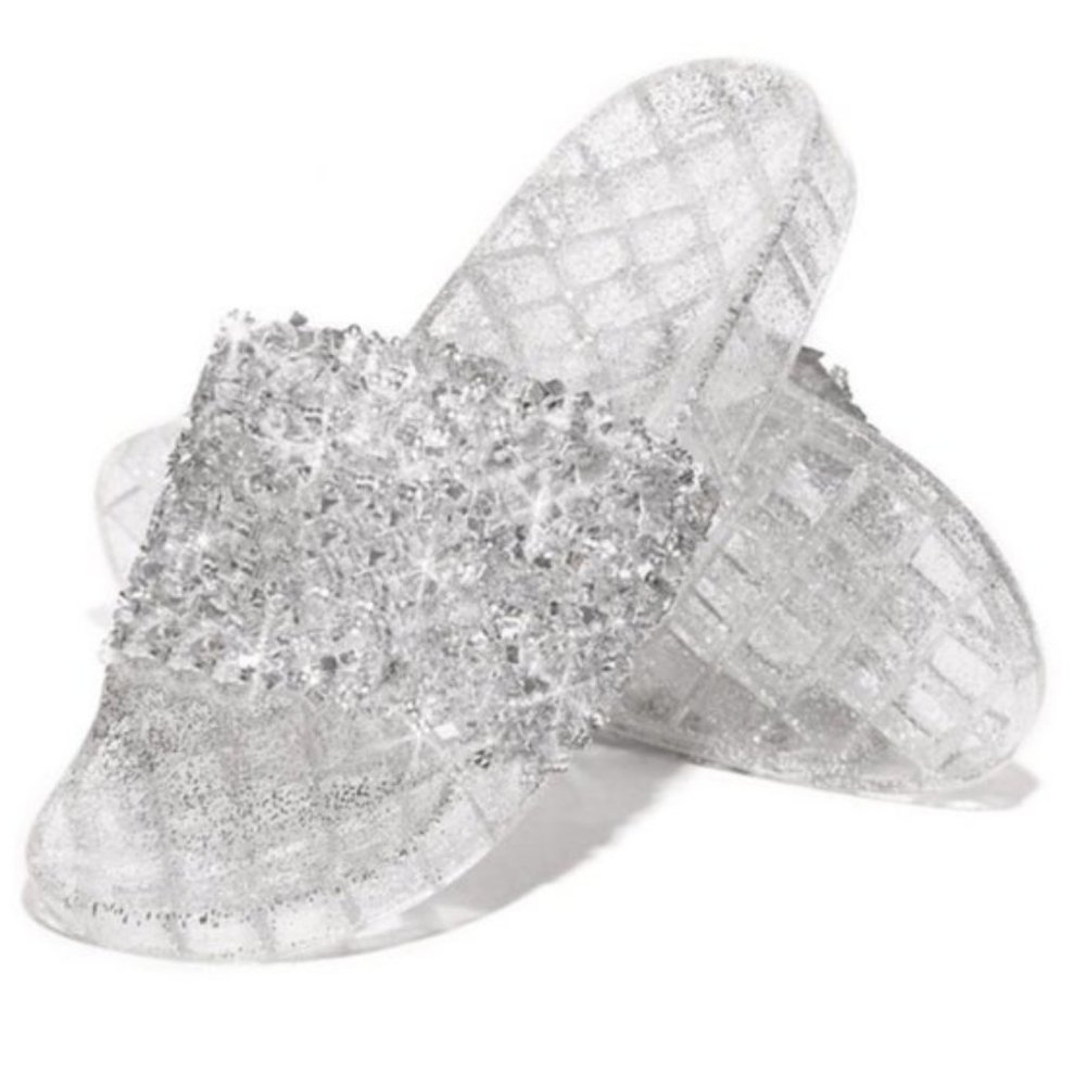 !!RESTOCKED!! Embellished Sparkle Slides - Silver - Picture 6 of 6
